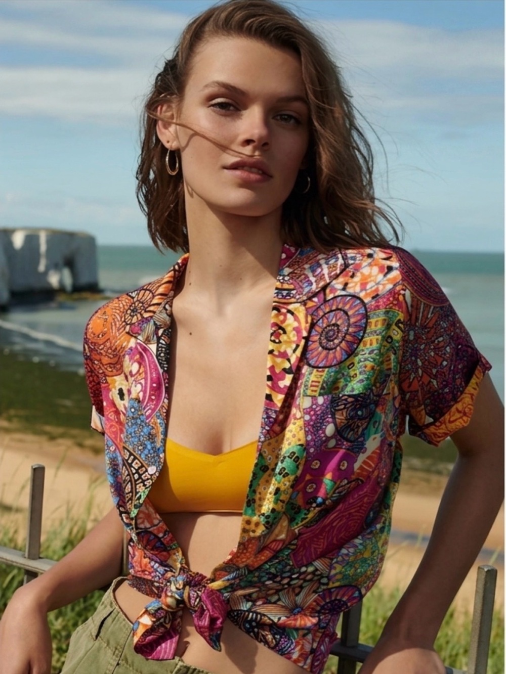 ☀️ Anthropologie TINY Postcard Buttondown Shirt XS